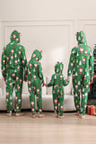 Green Christmas Pajamas for Family Matching Christmas for Women Men Hooded One Piece Pjs Holiday Sleepwear