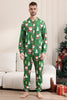 Load image into Gallery viewer, Green Christmas Pajamas for Family Matching Christmas for Women Men Hooded One Piece Pjs Holiday Sleepwear