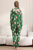 Load image into Gallery viewer, Green Christmas Pajamas for Family Matching Christmas for Women Men Hooded One Piece Pjs Holiday Sleepwear