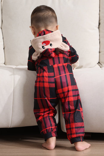 Red Merry Christmas Pajamas for Family Hooded One Piece Pjs Holiday Pajamas Set