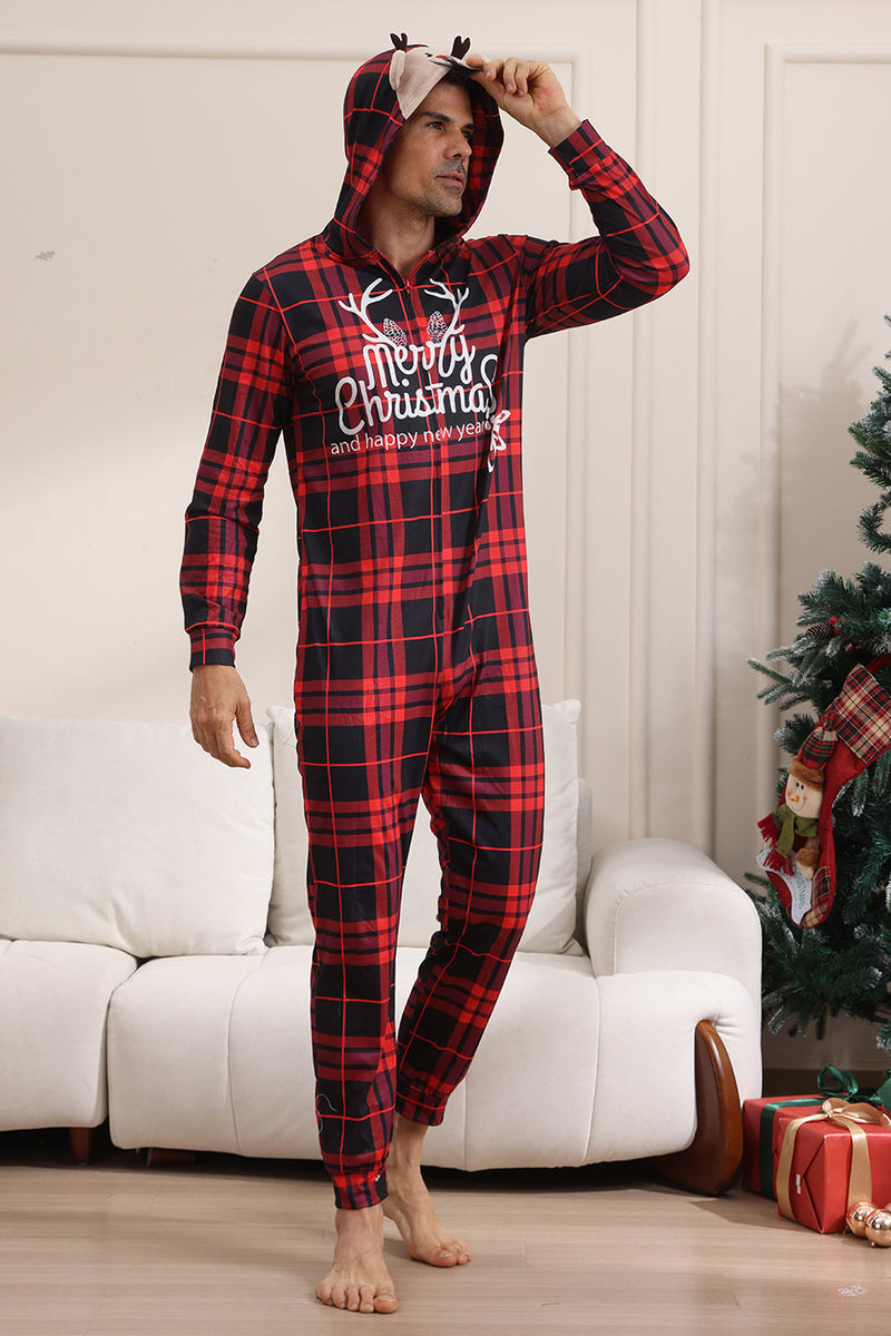 Load image into Gallery viewer, Red Merry Christmas Pajamas for Family Hooded One Piece Pjs Holiday Pajamas Set