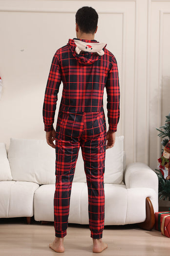 Red Merry Christmas Pajamas for Family Hooded One Piece Pjs Holiday Pajamas Set