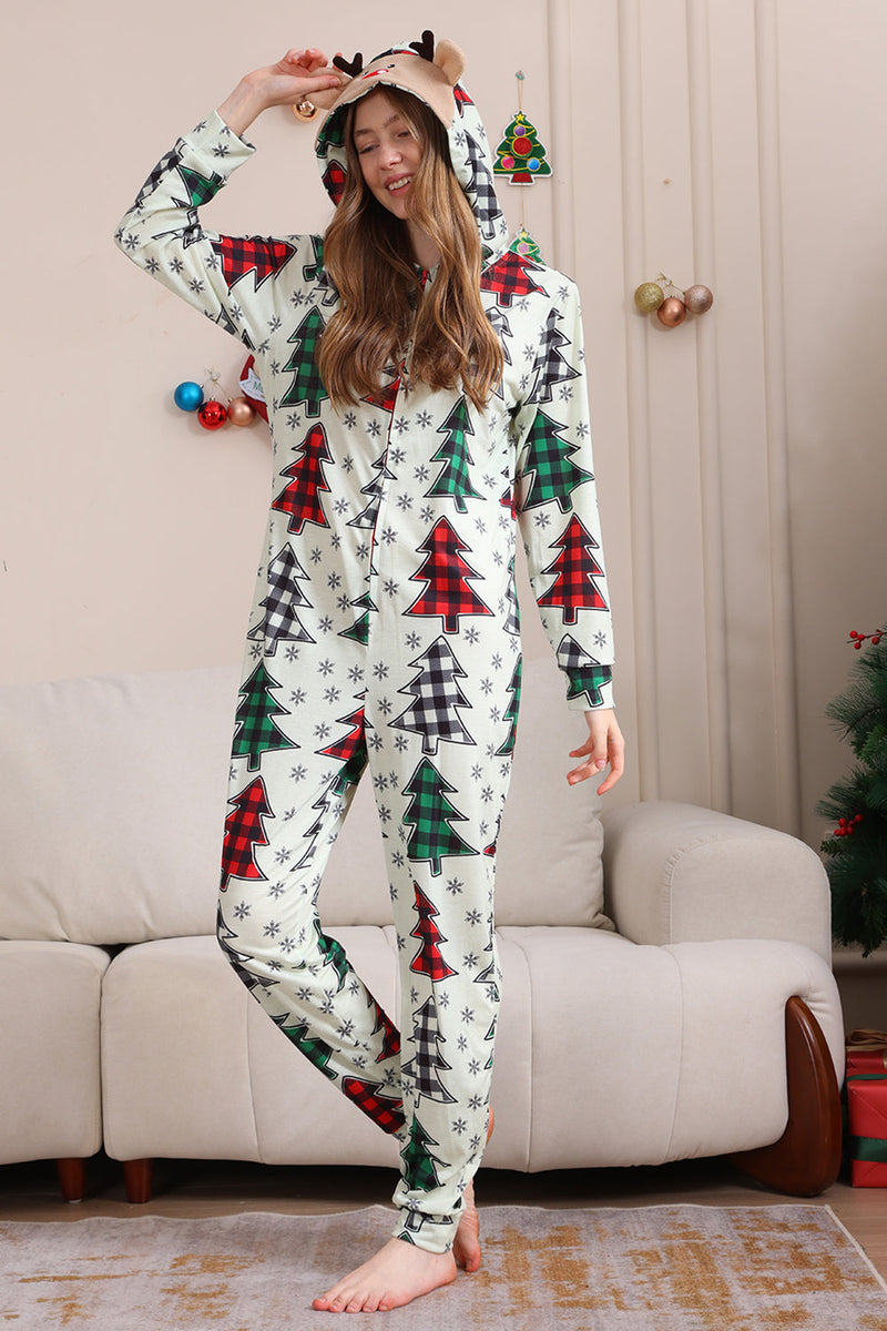 Load image into Gallery viewer, Family Christmas Pajamas Parent-child Clothes Cute Christmas Tree Hooded Jumpsuit Christmas Family Set