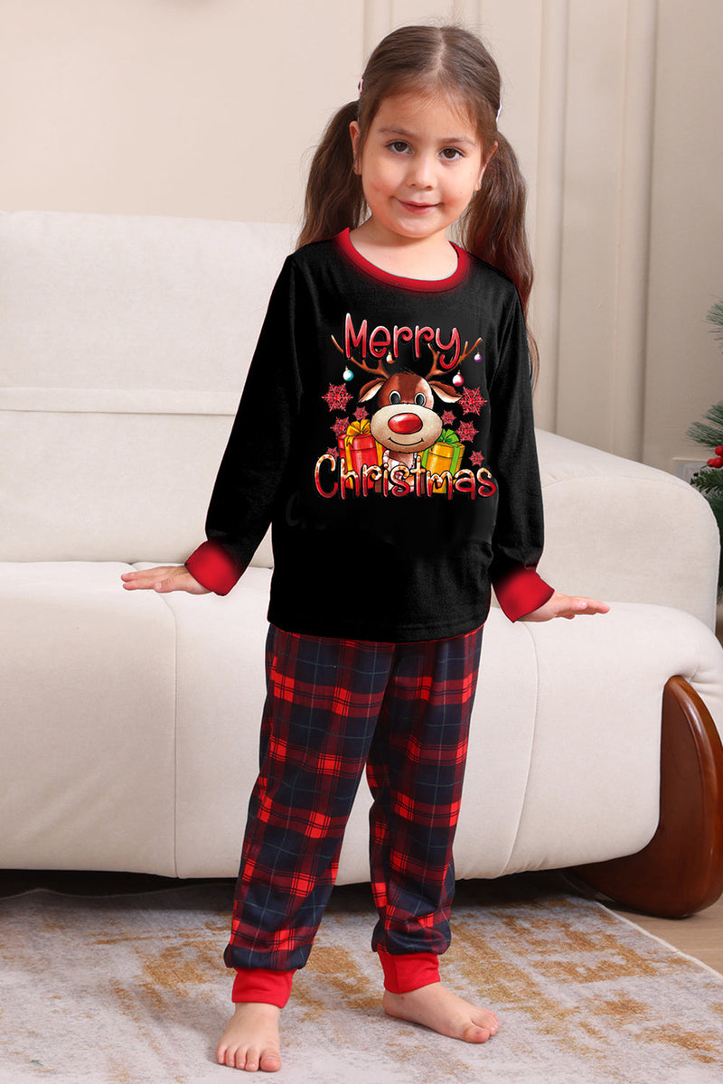 Load image into Gallery viewer, Black Red Family Matching Pajamas Adult Kids Baby Tops and Plaid Pants Christmas Pajamas Set