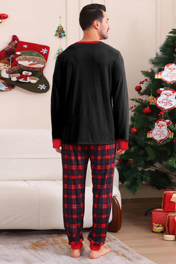 Black Red Family Matching Pajamas Adult Kids Baby Tops and Plaid Pants Christmas Pajamas Set