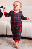 Black Red Family Matching Pajamas Adult Kids Baby Tops and Plaid Pants Christmas Pajamas Set