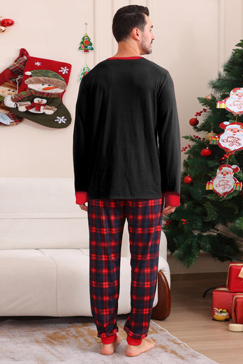 Black Red Family Matching Pajamas Adult Kids Baby Tops and Plaid Pants Christmas Pajamas Set