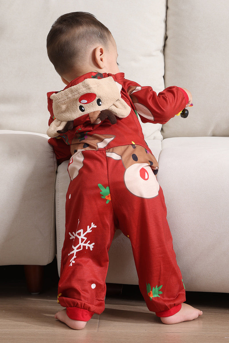 Load image into Gallery viewer, Matching Onesie for Women Men Family Hooded Red Pajamas One Piece Christmas Pajamas Set