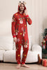 Load image into Gallery viewer, Matching Onesie for Women Men Family Hooded Red Pajamas One Piece Christmas Pajamas Set