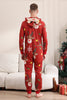 Load image into Gallery viewer, Matching Onesie for Women Men Family Hooded Red Pajamas One Piece Christmas Pajamas Set