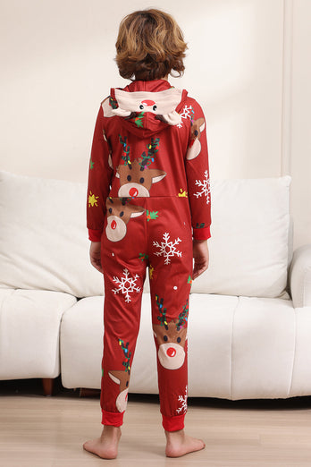 Matching Onesie for Women Men Family Hooded Red Pajamas One Piece Christmas Pajamas Set