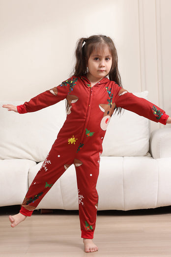 Matching Onesie for Women Men Family Hooded Red Pajamas One Piece Christmas Pajamas Set