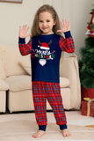 Red Navy Long Sleeve Plaid Pants Christmas Pajamas Set