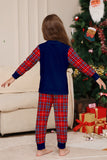 Red Navy Long Sleeve Plaid Pants Christmas Pajamas Set