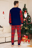 Red Navy Long Sleeve Plaid Pants Christmas Pajamas Set