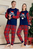 Red Navy Long Sleeve Plaid Pants Christmas Pajamas Set