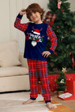 Red Navy Long Sleeve Plaid Pants Christmas Pajamas Set