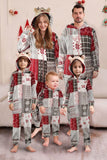 Grey Red One Piece Snowflake Printed Matching Family Pajamas