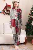 Grey Red One Piece Snowflake Printed Matching Family Pajamas