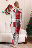Grey Red One Piece Snowflake Printed Matching Family Pajamas