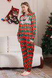 Green Red One Piece Snowflake Printed Plaid Matching Family Pajamas