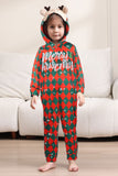 Green Red One Piece Snowflake Printed Plaid Matching Family Pajamas