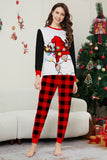 Black Red Long Sleeve Plaid Pants Christmas Pajamas Set