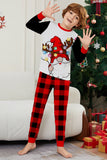 Black Red Long Sleeve Plaid Pants Christmas Pajamas Set