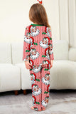 Red Striped Long Sleeve Printed Christmas Pajamas Set