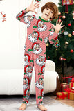 Red Striped Long Sleeve Printed Christmas Pajamas Set