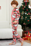 Red Striped Long Sleeve Printed Christmas Pajamas Set