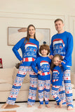 Blue Printed Long Sleeve Christmas Pajamas Set