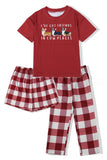 Red Dog Printed Short Sleeve Matching Family Pajamas
