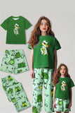 Green Frog Printed Short Sleeve Matching Family Pajamas