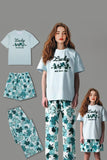 Light Blue Printed Short Sleeve Matching Family Pajamas