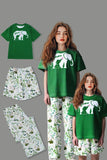 Dark Green Printed Short Sleeve Matching Family Pajamas