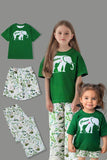 Dark Green Printed Short Sleeve Matching Family Pajamas