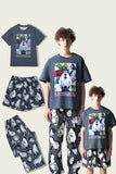 Dark Grey Animal Printed Short Sleeve Matching Family Pajamas