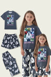 Dark Grey Animal Printed Short Sleeve Matching Family Pajamas