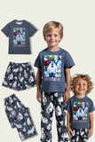 Dark Grey Animal Printed Short Sleeve Matching Family Pajamas