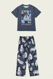 Dark Grey Animal Printed Short Sleeve Matching Family Pajamas