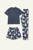 Dark Grey Animal Printed Short Sleeve Matching Family Pajamas