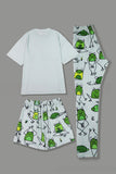 Light Green Cute Animal Print Short Sleeve Matching Family Pajamas