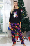 Black Printed Long Sleeve Family Halloween Pajamas