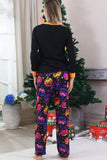Black Printed Long Sleeve Family Halloween Pajamas