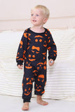 Navy Printed Long Sleeve Family Halloween Pajamas