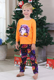 Orange Printed Long Sleeve Family Halloween Pajamas