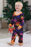 Orange Printed Long Sleeve Family Halloween Pajamas