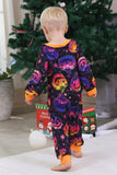Orange Printed Long Sleeve Family Halloween Pajamas