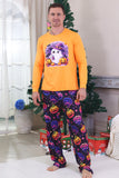 Orange Printed Long Sleeve Family Halloween Pajamas